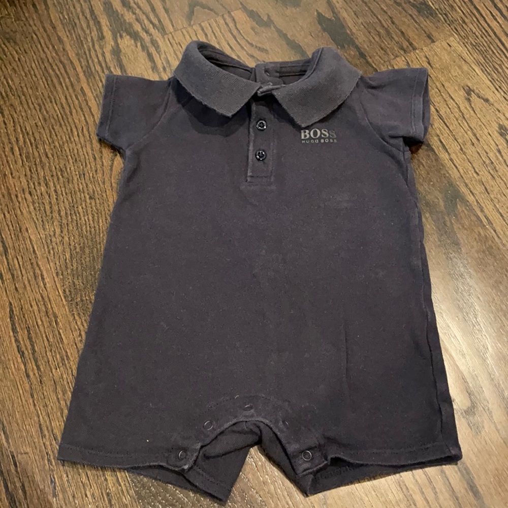 Hugo boss dark navy collared onsie. Size 6M